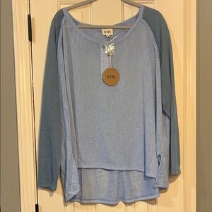 BiBi Two-Tone Blue Long Sleeve Tee